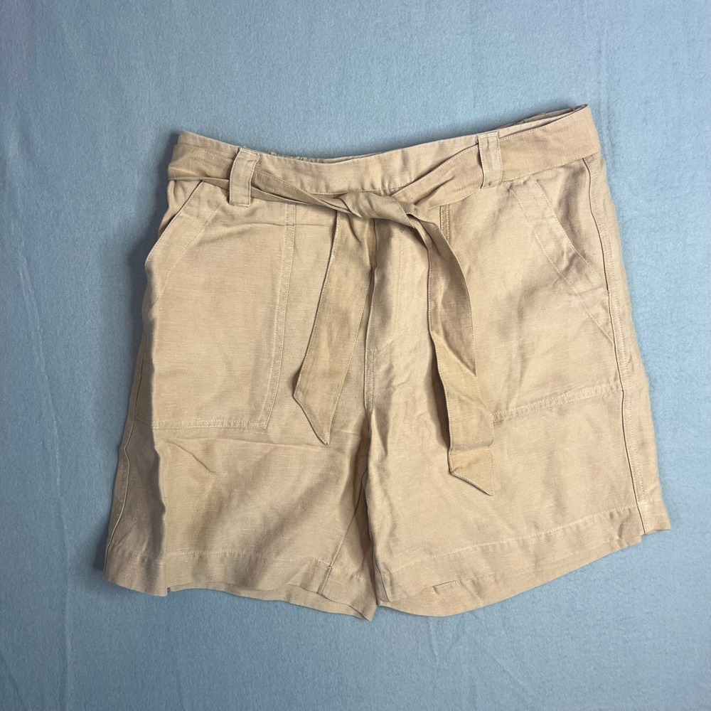 Soft Surroundings Shorts Size S Tan Beige Lyocell Linen Tie Waist Casual